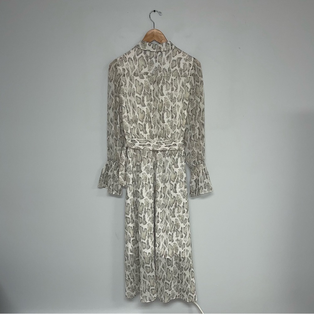 Lucy Paris Long Sleeve Belted Dress Women’s Small‎ Tan Snakeskin Print - Picture 6 of 10